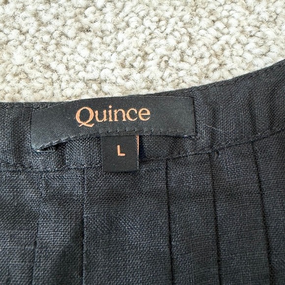 Quince European Linen Short Sleeve Swing Dress Black Size Large Beach Vacation - Picture 6 of 10